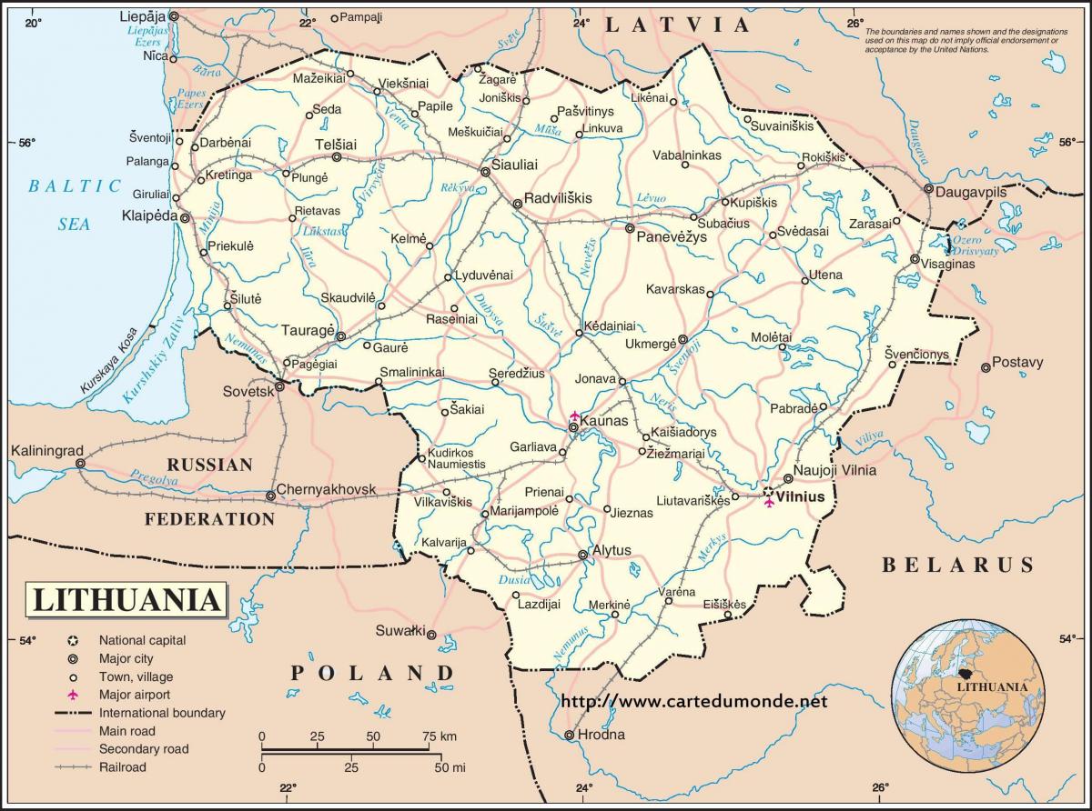 نقشه از کشور لیتوانی