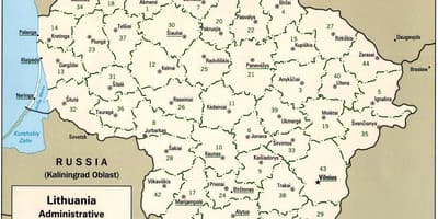 نقشه از نقشه لیتوانی با شهرستانها