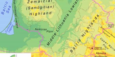 نقشه از لیتوانی فیزیکی